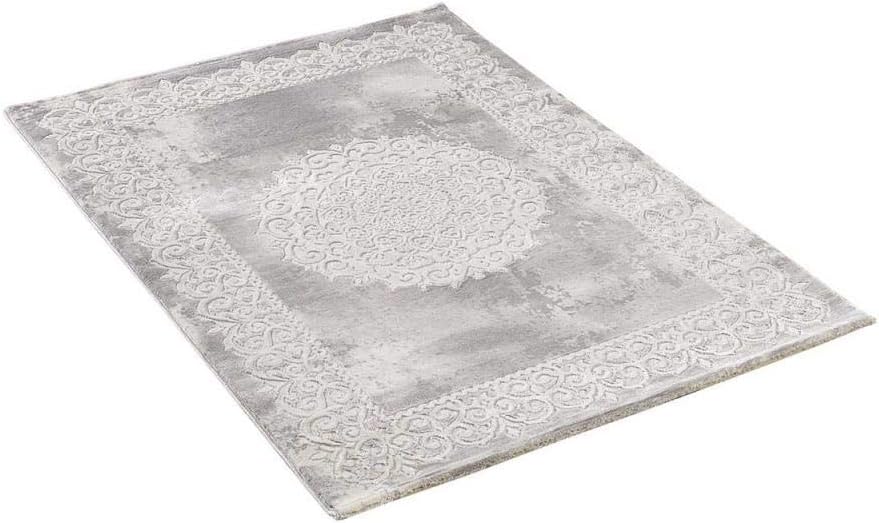1A2T - Tapis Salon Moderne Design Oriental Style - Grand Tapis Salon Gris 160x220 cm - Tapis à Poils Ras Rectangulaire idéal pour Le Salon, 3582