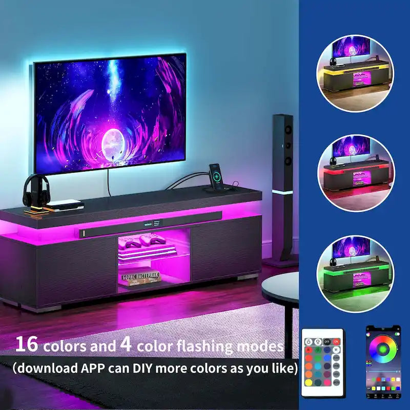 Moasis Modern TV Stand for TV 43-65 Entertainment Center Media Console with LED Lights