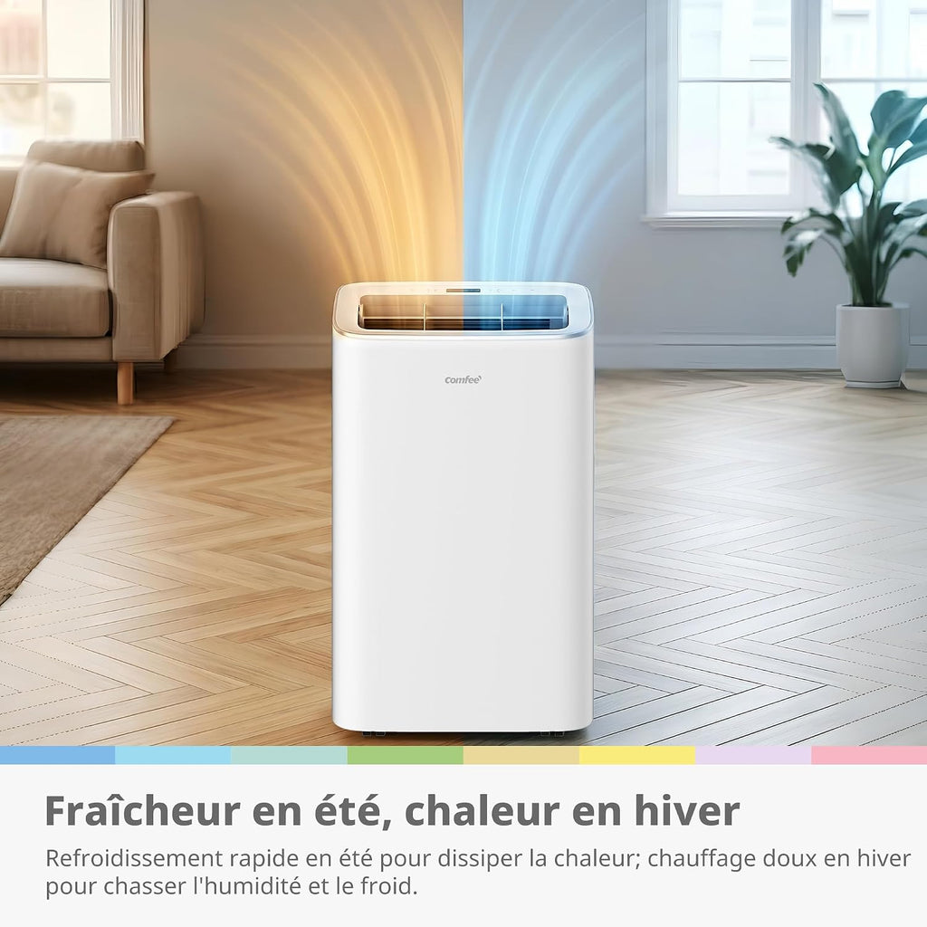 COMFEE Climatiseur Mobile 4-EN-1, Capacité de 12000 BTU/heure, Refroidissement, Ventilation, Chauffage, Déshumidification