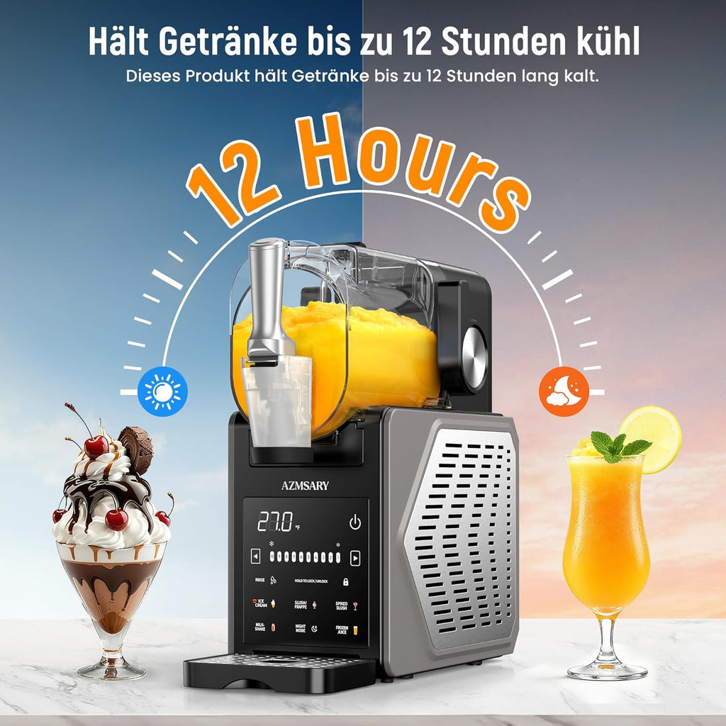 Machine à granita – 2,5 L slushie pour la maison, avec écran LED, 6 programmes préréglés pour crème glacée, margaritas, frappés, milkshakes, nettoyage automatique, sans glace (Black)