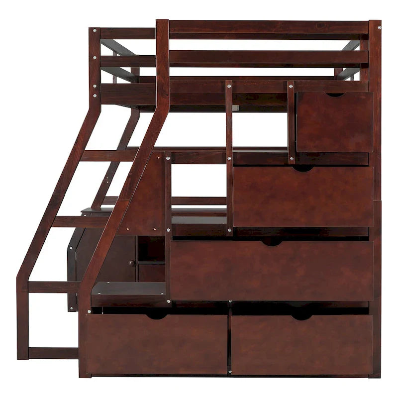 Full Pine Loft Bed with Desk and Storage