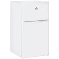 HOMCOM Double Door Mini Fridge with Freezer, 3.2 Cu.Ft Compact Refrigerator with Adjustable Shelf, Adjustable Thermostat