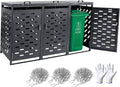 VEVOR Abri pour poubelles, 3 x 240 L, Rangement pour poubelles Horizontal, avec Couvercle à chaîne, boîte de Rangement à poubelles d'extérieur, étanche et verrouillable, pour Jardin, Cour et terrasse