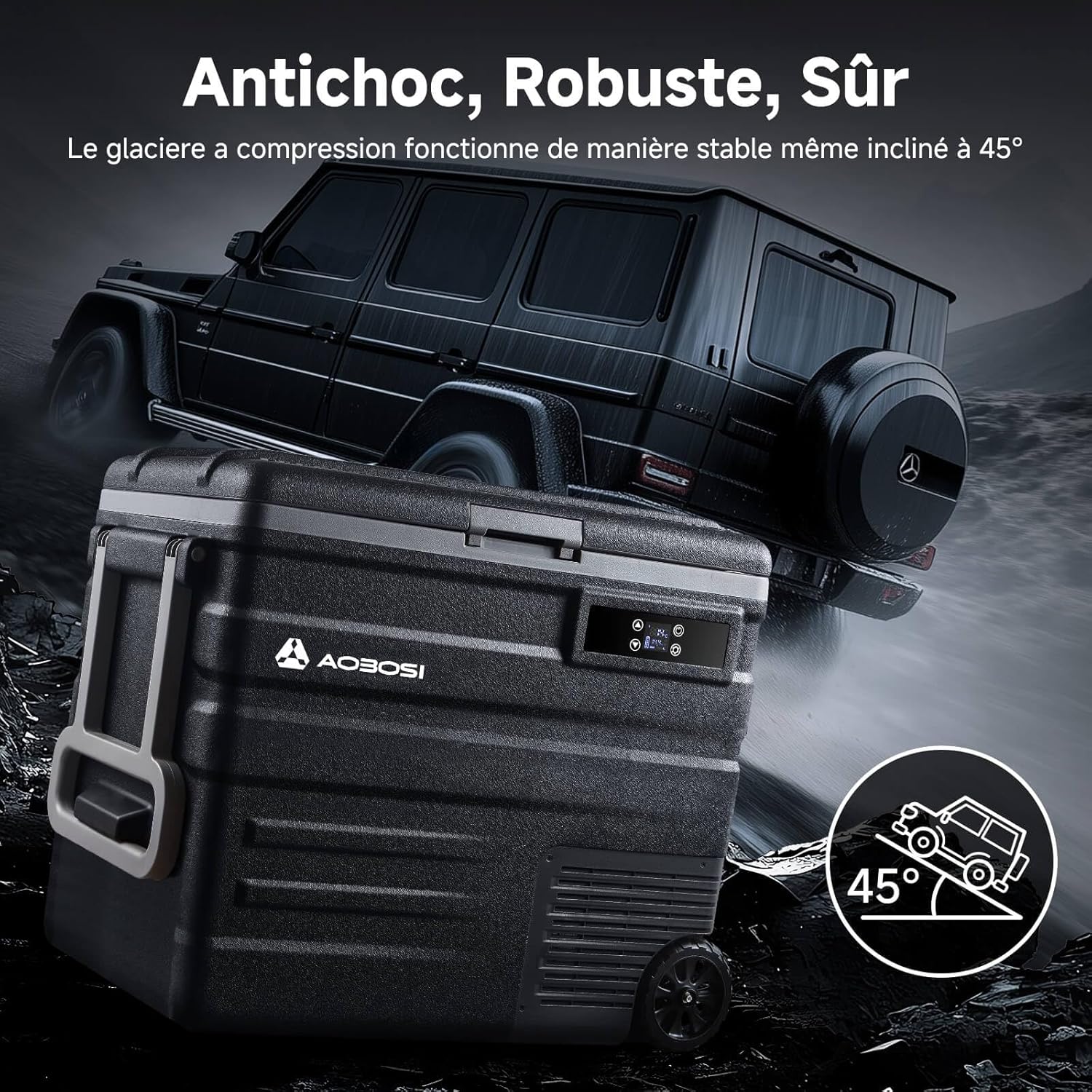 45L Glacière à Compresseur,Glaciere Électrique -20℃ à 20℃,Frigo Camion APP&Bouton Contrôle,12/24V DC et 100-240V AC Glaciere Camping Pour Voiture,Camion,Bateau et Prise De Courant -