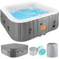 4-6 Person Outdoor Inflatable Hot Tub Spa with Control Panel & 130 Jets, Insulated Tub Cover & Floor Protector - 75��W