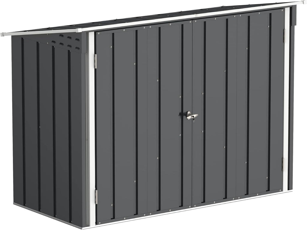 Duramax Abri à vélos pour 2 vélos avec portes doubles verrouillables entièrement larges, abri de stockage en métal, abri de jardin pour vélos, stockage de vélos, 203 x 101 x 146 cm, anthracite