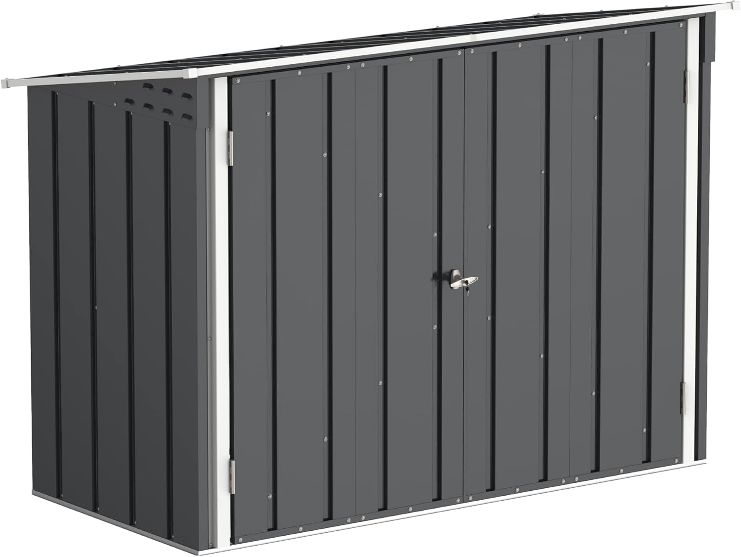 Duramax Abri à vélos pour 2 vélos avec portes doubles verrouillables entièrement larges, abri de stockage en métal, abri de jardin pour vélos, stockage de vélos, 203 x 101 x 146 cm, anthracite
