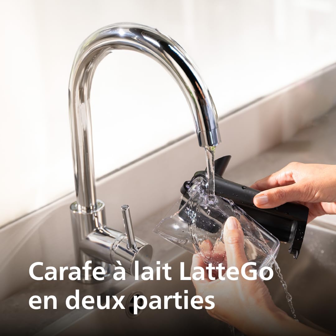 Philips Expresso broyeur Série 5500 – 20 Boissons Chaudes et Glacées, Carafe LatteGo facile à nettoyer, SilentBrew, QuickStart, Machine à café à grain Noir/Argent (EP5546/70)