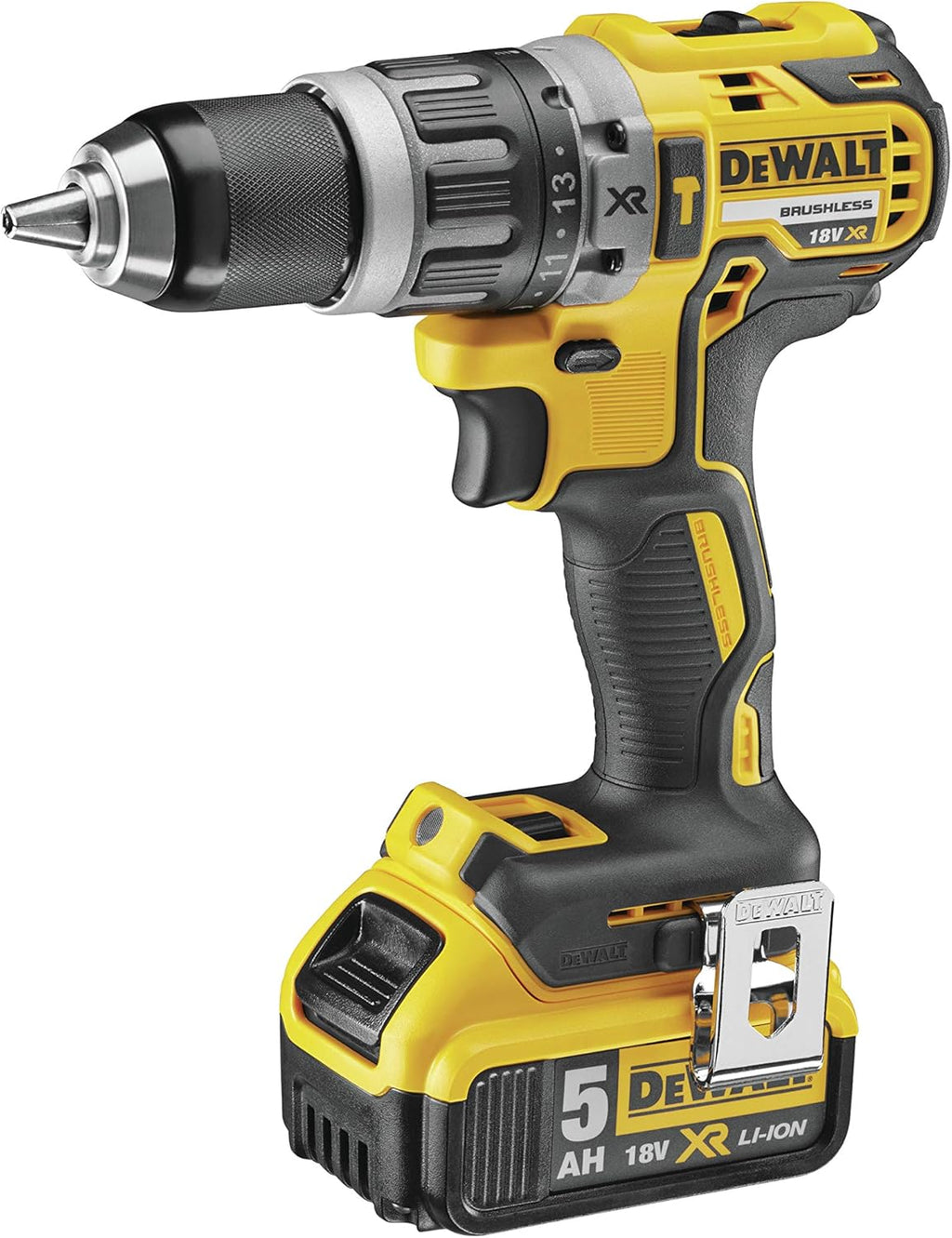 DEWALT - Kit 4 Outils XR 18V, 5Ah Lithium Ion BL avec Perceuse-Visseuse, Visseuse à Chocs, Meuleuse et Perforateur - DCK422P3-QW - Sans Fil - 3 Batteries et chargeur inclus - avec 2 Coffrets TSTAK