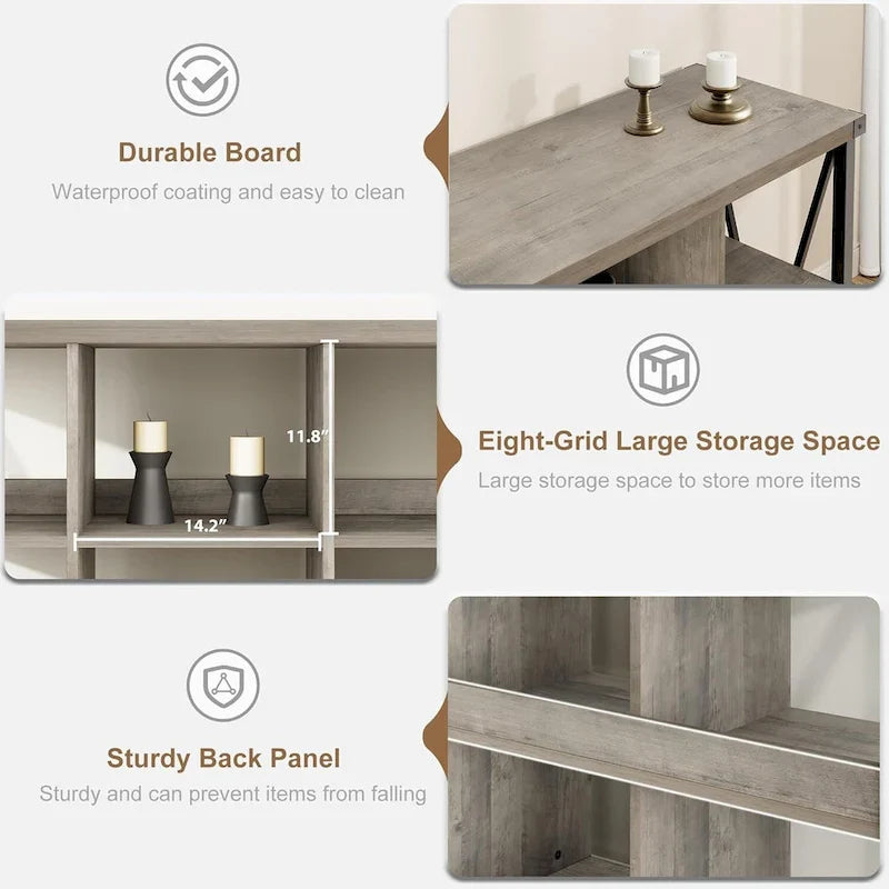 8 Cube Storage Organizer Bookcases, 3 Tier Metal Horizontal Bookcase