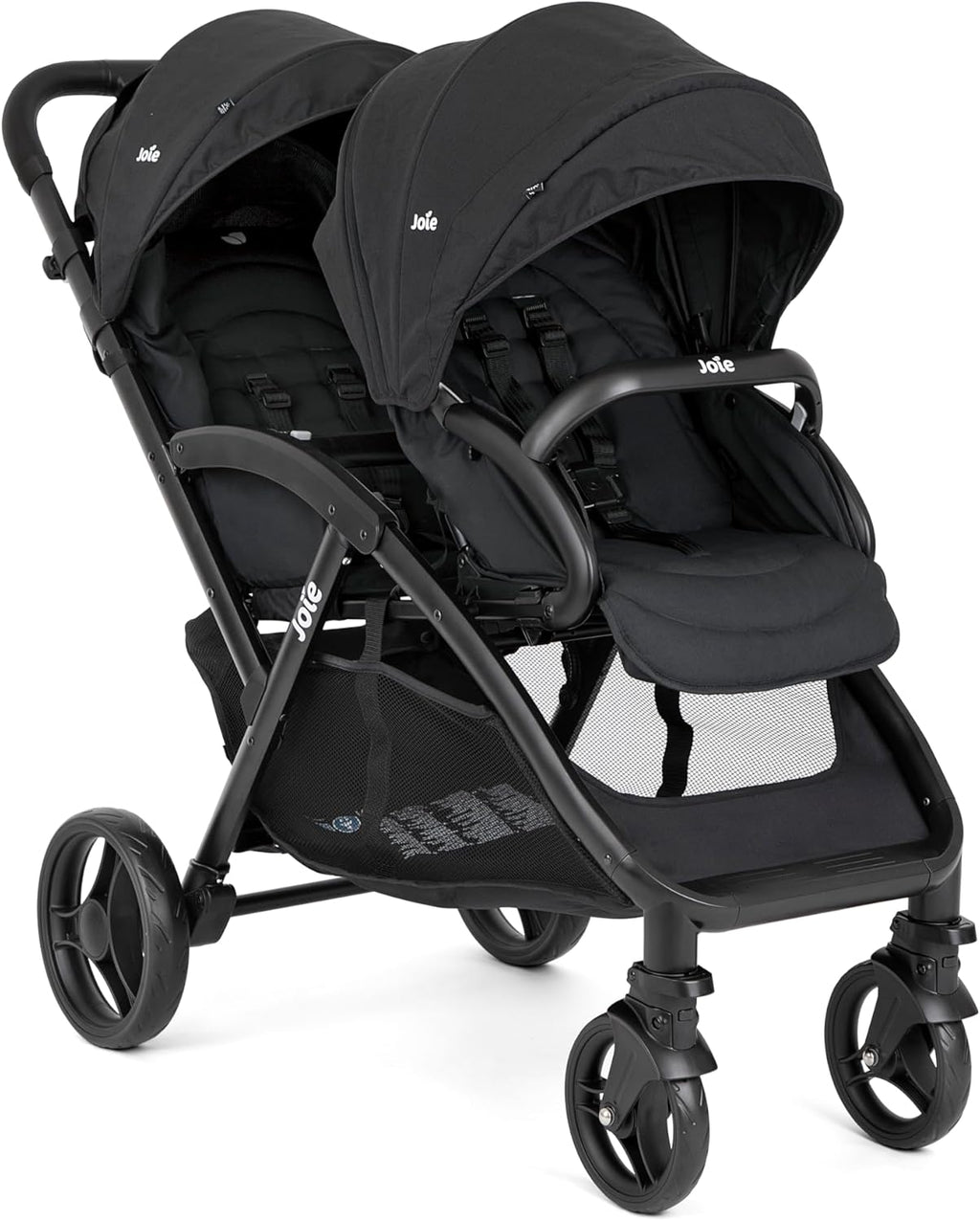 Joie - Evalite Duo - Poussette Double Légère - Siège Arrière Inclinable À Plat - Compatible Sièges Auto Et Nacelles - Suspension 4 Roues - Harnais 5 Points SoftTouch - Dès la naissance