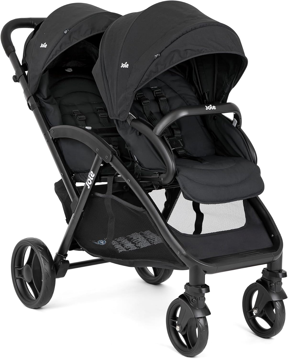 Joie - Evalite Duo - Poussette Double Légère - Siège Arrière Inclinable À Plat - Compatible Sièges Auto Et Nacelles - Suspension 4 Roues - Harnais 5 Points SoftTouch - Dès la naissance