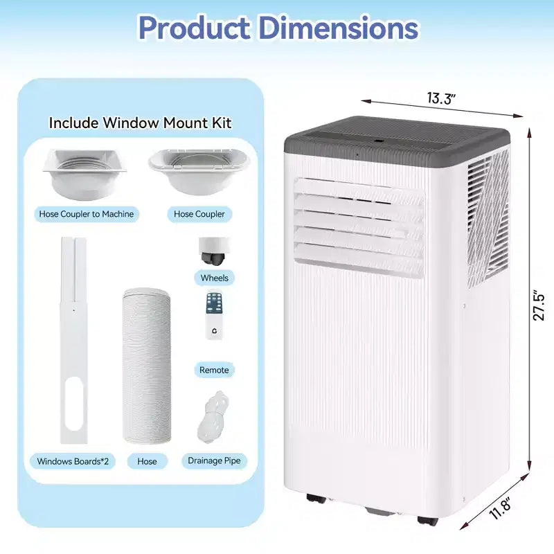 Portable Air Conditioners, Flarhetoric 10000 BTU Cooling/Fan/Dry 3 IN 1 Portable Ac unit for Room 560 SQ.FT, Units for Low Noise rooms