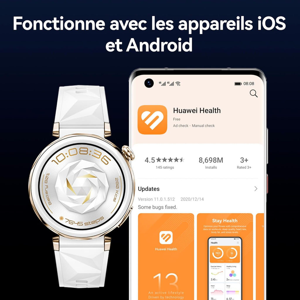 HUAWEI Watch GT 5 Pro 46mm Montre Connectée, Design aux Lignes épurées, Programmes d'entraînement de Pointe, Suivi de la santé, ECG, Jusqu'à 14 Jours d'autonomie, iOS& Android, Noir
