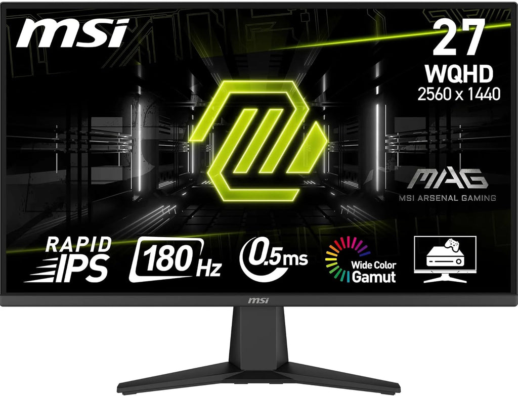 MSI MAG 275QF Écran Gaming 27" WQHD - Dalle Rapid IPS 2560 x 1440, 180 Hz / 0,5 ms (GtG, Min.), Gamme de Couleurs sRGB 101 pour cent, AMD FreeSync, HDR Ready - DisplayPort 1.4, HDMI 2.0b (WQHD 144Hz)