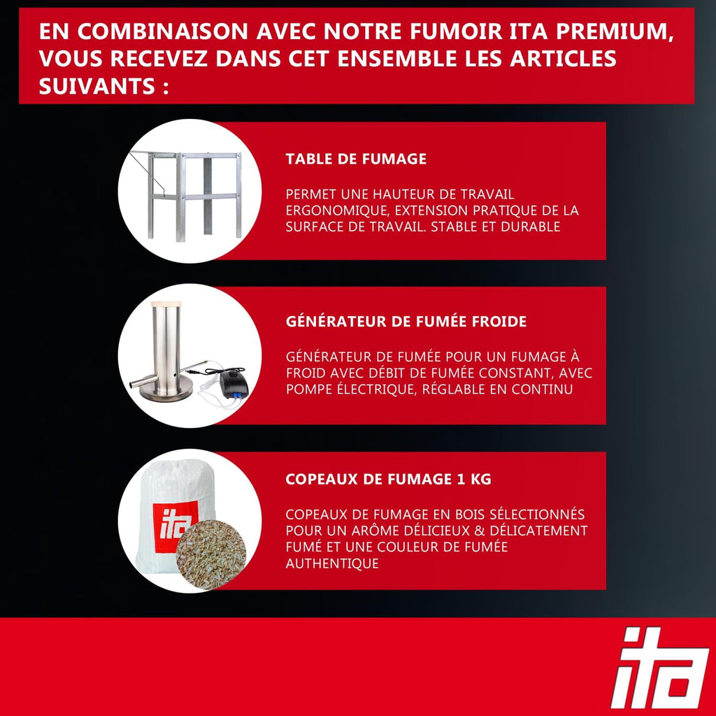 ITA Fumoir armoire 7000 avec générateur de fumée et thermomètre 81 cm