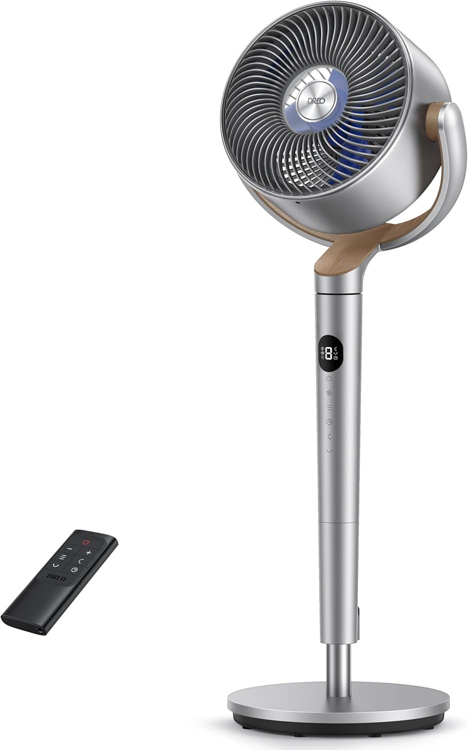 DREO 23dB ventilateur sur pied silencieux, portée de 24M, volume d'air 1200m³/h, turbo circulateur, hauteur de 102CM, 3 modes, 8 vitesses, oscillation omnidirectionnelle 120°+120°, PolyFan 502