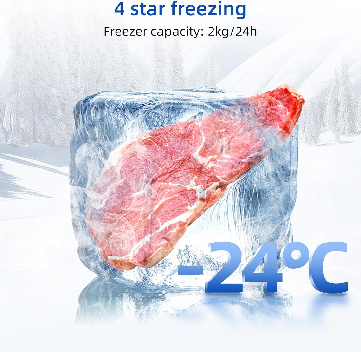 CHIQ Réfrigérateur congélateur en haut Réfrigérateur congélateur - 86 L (61/25L) - Portes réversibles, Congélateur 4 étoiles, Machine à glaçons, Garantie compresseur 12 ans, Classe E