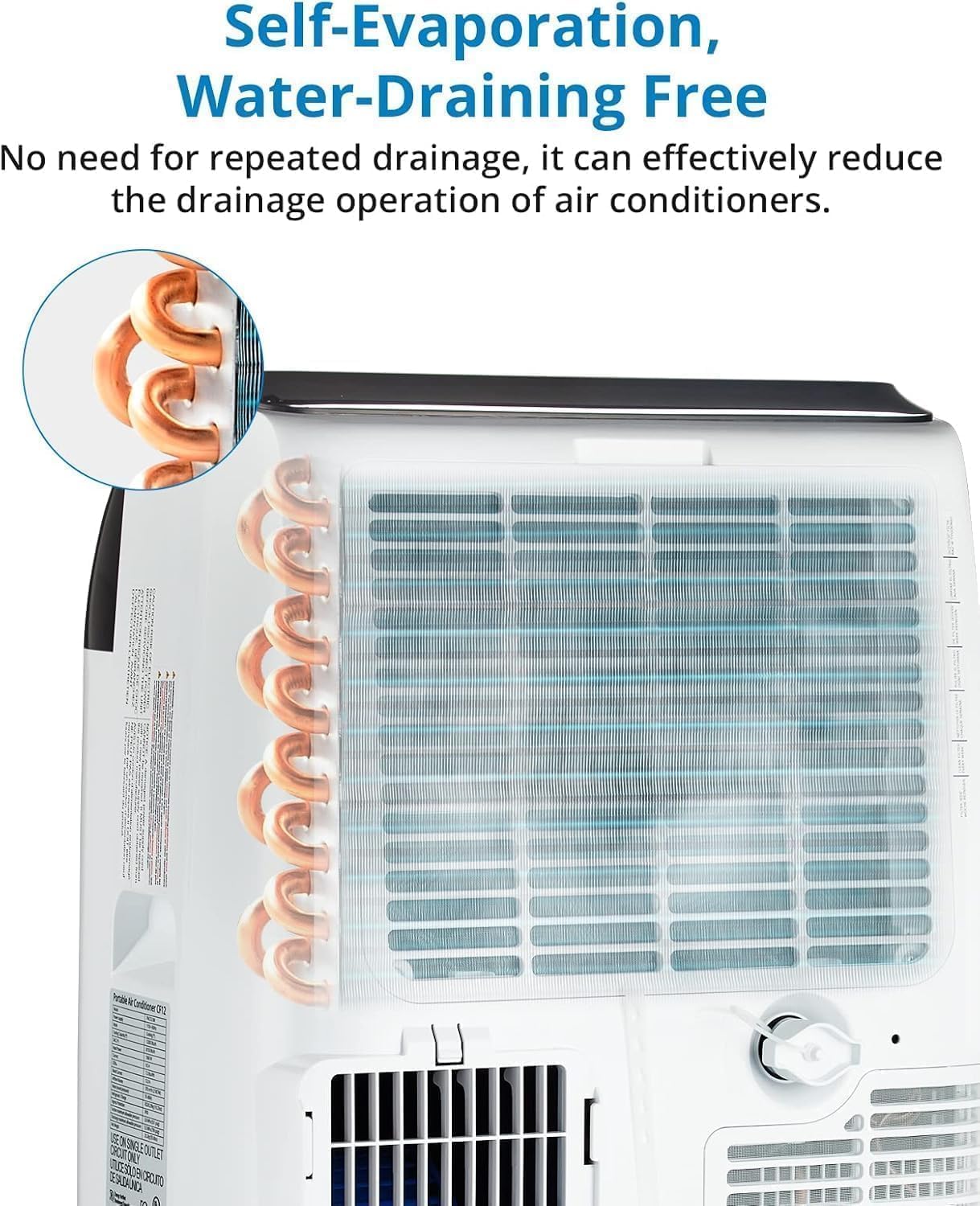 GarveeTech Climatiseur mobile 5-en-1 10000 BTU – Refroidissement, déshumidification, ventilation, mode Follow-Me – 2 vitesses, minuterie 24h, silencieux