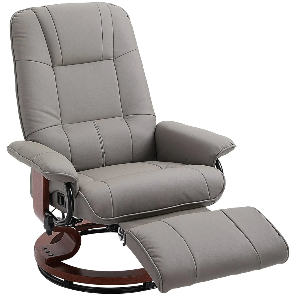 HomCom Faux Leather Adjustable Manual Swivel Base Recliner Chair with Comfortable and Relaxing Footrest