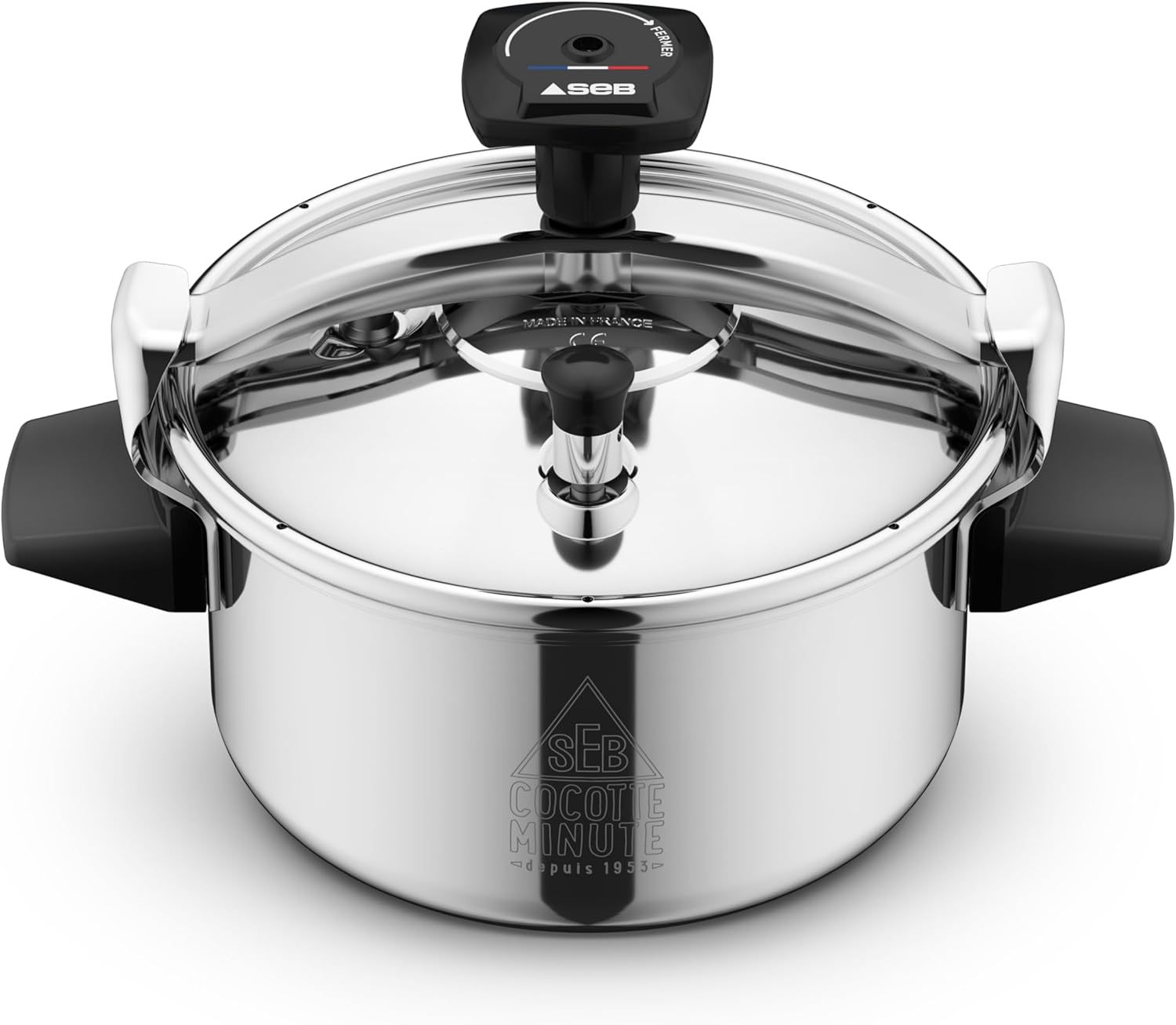 SEB Authentique Eco, Cocotte-minute 4,5L, 1 à 4 personnes, Induction, Cuisson plus rapide, Fabrication française, Garantie 10ans, Système de sécurité, Livre de recettes, P0530600