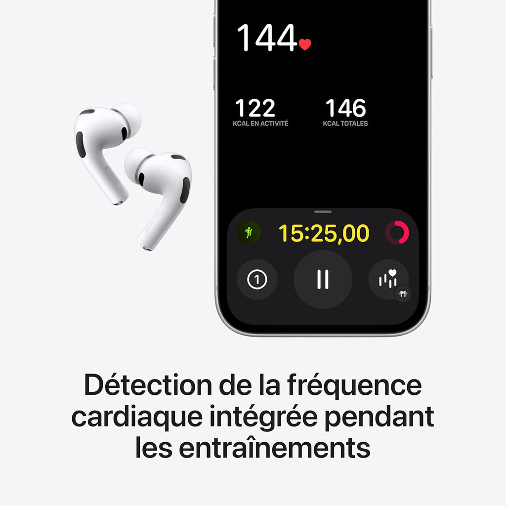 AirPods Pro 3 Écouteurs sans Fil, réduction Active du Bruit, détection de la fréquence Cardiaque, écouteurs Bluetooth, Audio Spatial, Son Haute-fidélité, Recharge USB-C