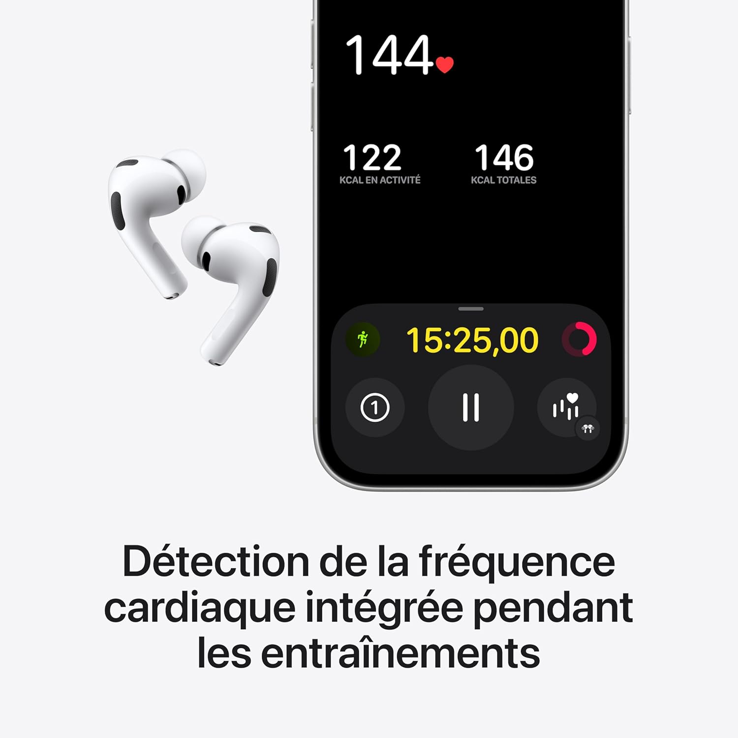 AirPods Pro 3 Écouteurs sans Fil, réduction Active du Bruit, détection de la fréquence Cardiaque, écouteurs Bluetooth, Audio Spatial, Son Haute-fidélité, Recharge USB-C