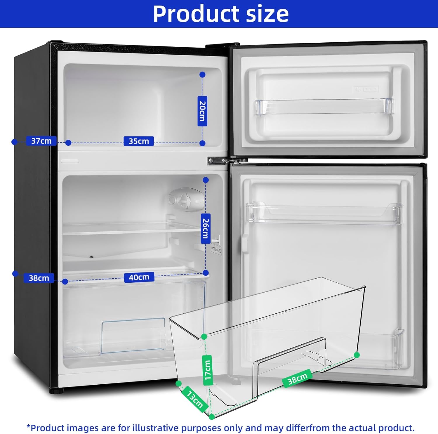 CHIQ Réfrigérateur congélateur en haut Réfrigérateur congélateur - 86 L (61/25L) - Portes réversibles, Congélateur 4 étoiles, Machine à glaçons, Garantie compresseur 12 ans, Classe E