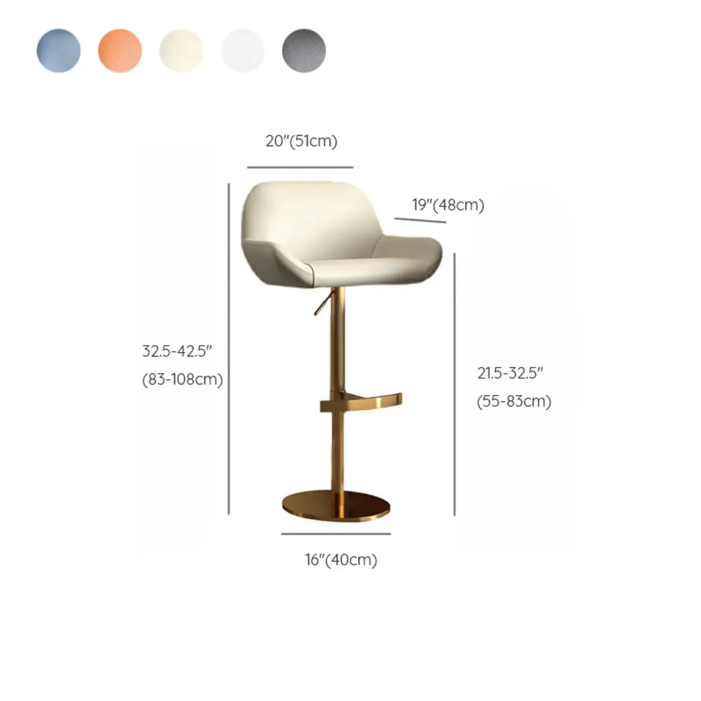 Minimalist Leather Swivel Bar Stools with Low Back for Kitchen