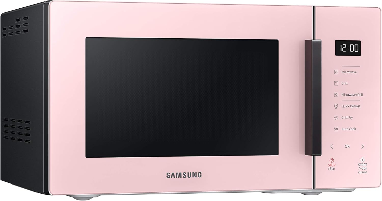 Samsung MG23T5018CP Four à micro-ondes, 23 L, 1100 W, Air Fry, avec plateau doreur, verre design, poudre