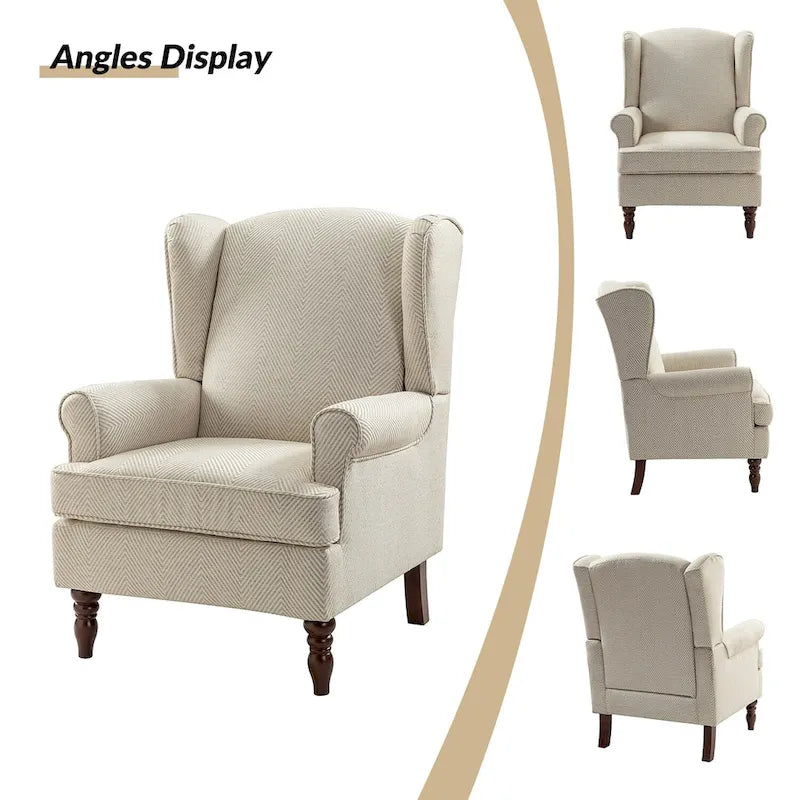 Epimethis Traditional Fabric Accent Armchair with Turned Legs Set of 2 by HULALA HOME