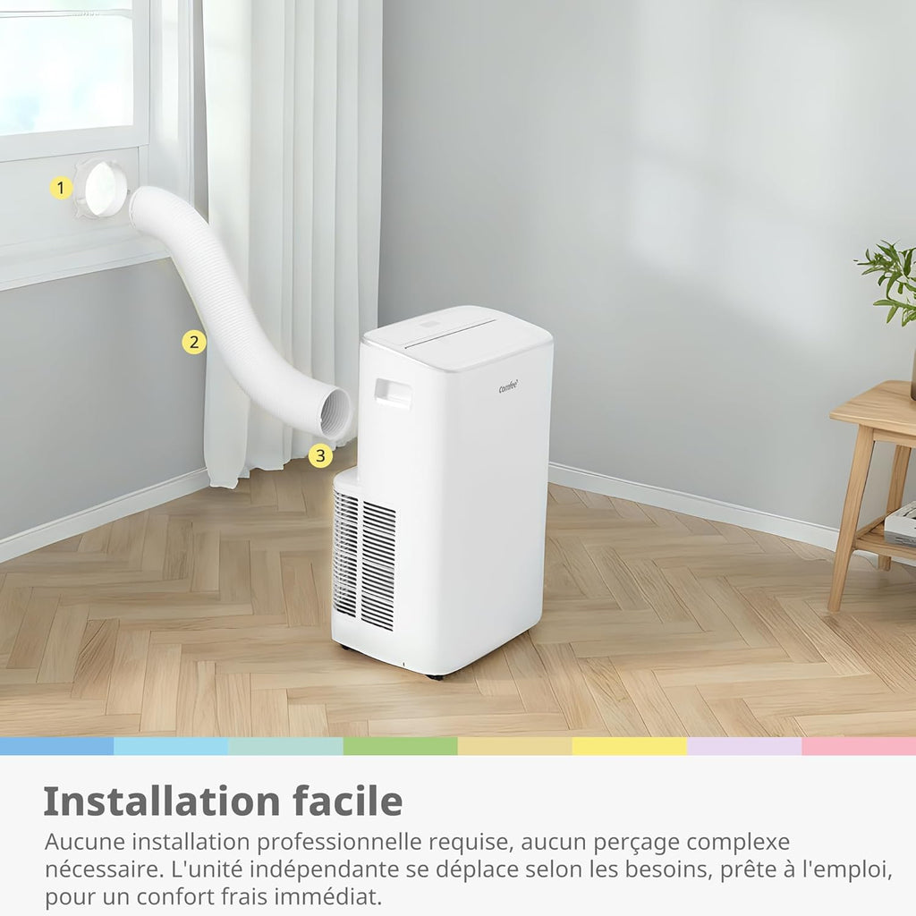 COMFEE Climatiseur Mobile 4-EN-1, Capacité de 12000 BTU/heure, Refroidissement, Ventilation, Chauffage, Déshumidification