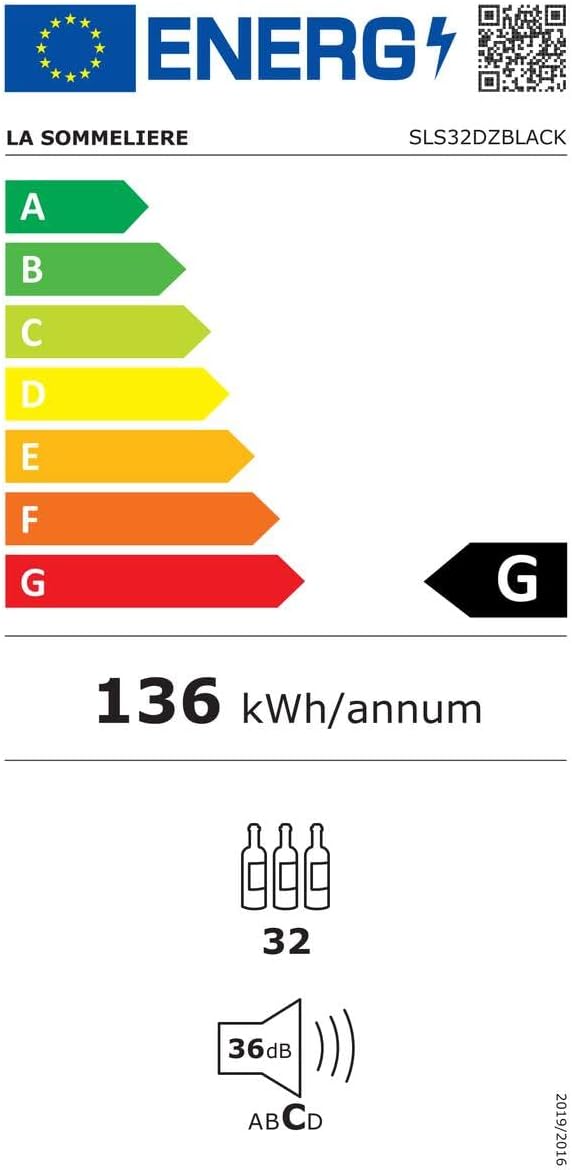 LA SOMMELIERE Cave de mise à température double zone SLS32DZBLACK 32 Bouteilles