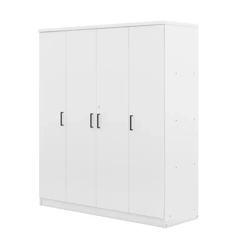 Whisen Wood 4-Door Wardrobe Armoire with Hanging Rod, 1-Drawer and Storage Shelves