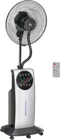 HOMCOM Ventilateur brumisateur silencieux 90 W, ventilateur sur pied 135 cm avec 3 modes 3 vitesses, télécommande, minuterie 12H, oscillation à 70°, écran LED, réservoir d'eau de 3,1L, gris et noir