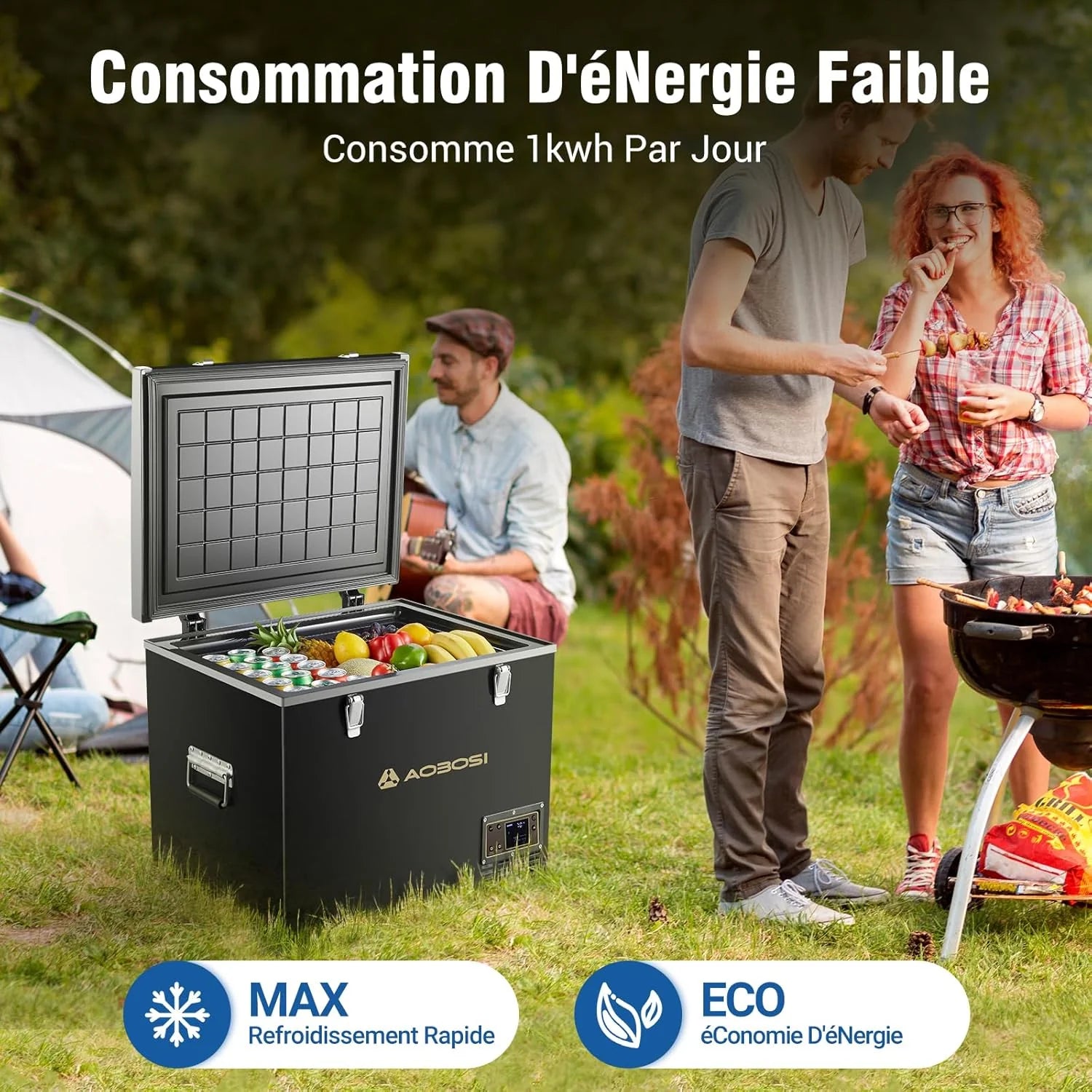 45L Glacière à Compresseur,Glaciere Électrique -20℃ à 20℃,Frigo Camion APP&Bouton Contrôle,12/24V DC et 100-240V AC Glaciere Camping Pour Voiture,Camion,Bateau et Prise De Courant -