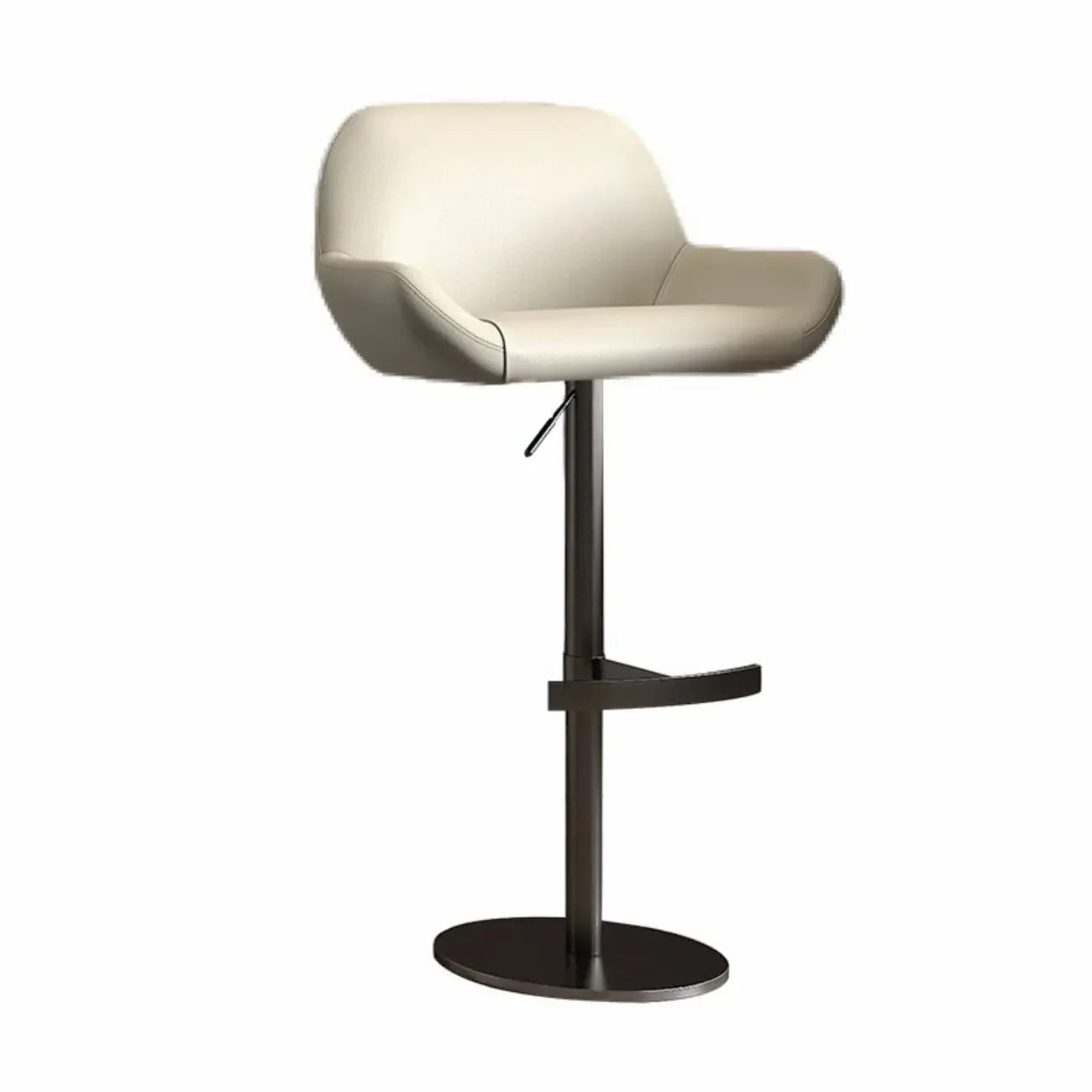 Minimalist Leather Swivel Bar Stools with Low Back for Kitchen