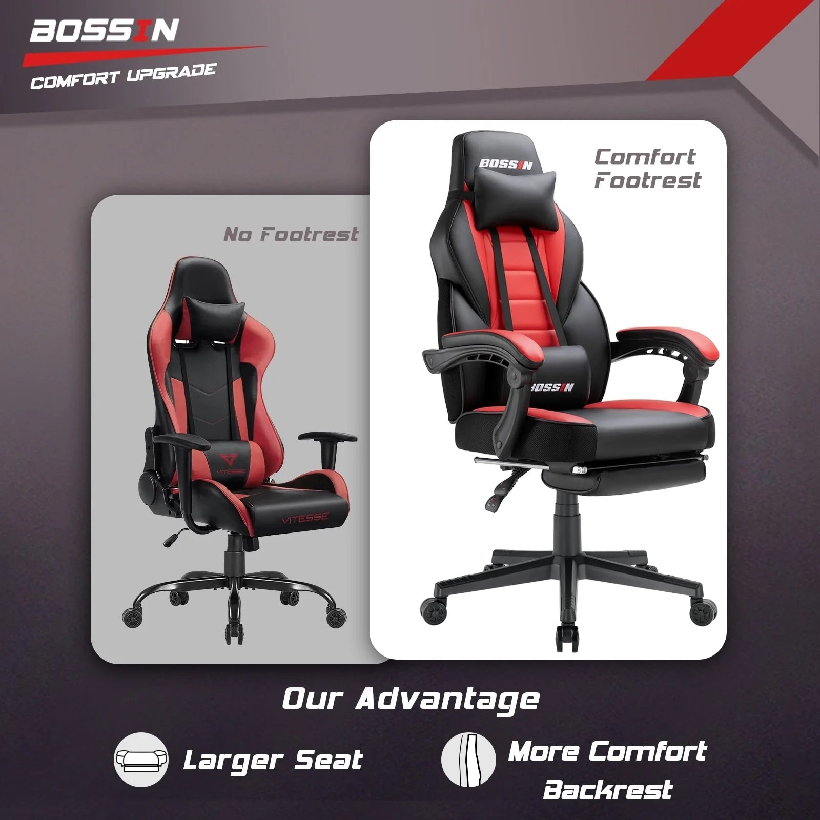 BOSSIN Racing Style Gaming Chair,300 lbs Big and Tall gamer chair High Back Computer Chair