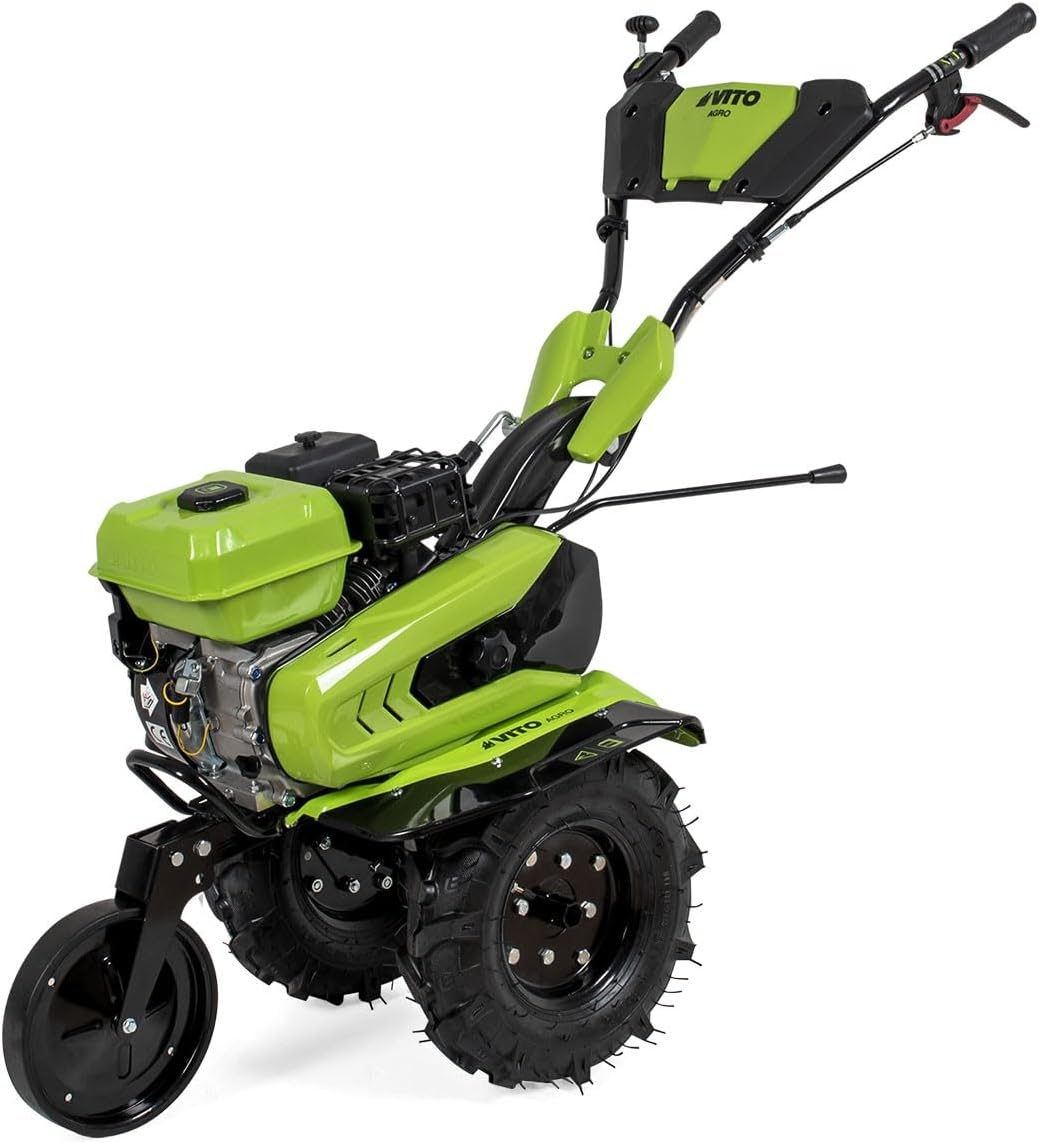 VITO - Motoculteur Thermique à Essence 4 Temps 212 cm3 7CV Transmission Courroie Largeur 70-85cm Buteur + Fraises Idéal Jardin & Maraîchage