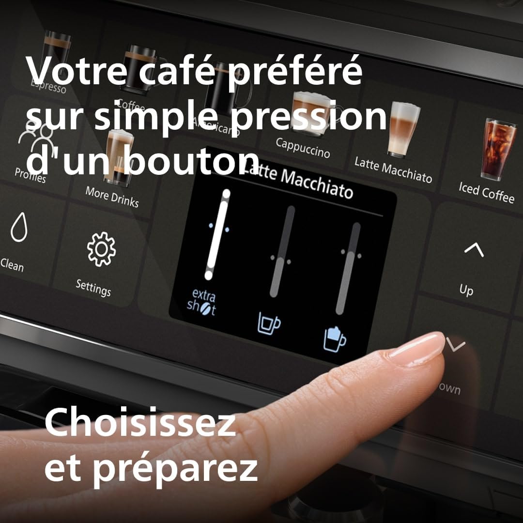 Série 5400 Machine Expresso - Café à Grain - LatteGo Mousseur à Lait, 12 Spécialités de Café, Affichage Intuitif, 4 Profils Utilisateur, Chrome (EP5447/90)