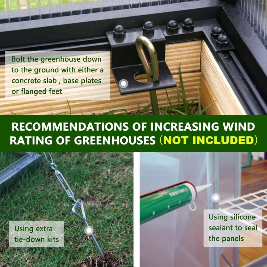 VEIKOUS Aluminum Walk-In Garden Greenhouse Kit with Adjustable Roof Vent and Lockable Door Grey