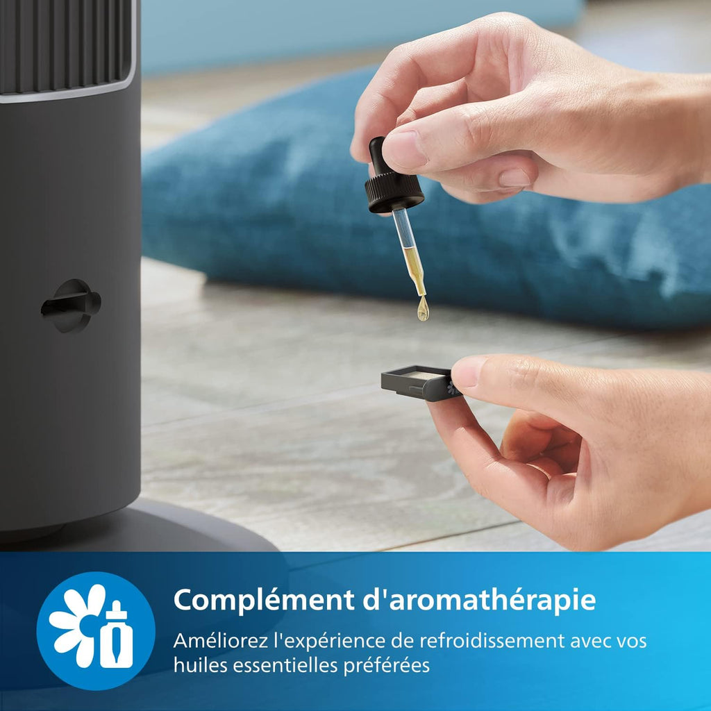 Philips Ventilateur Série 5000, Tour Oscillante 105 cm, Télécommande, Minuterie, 3 Vitesses et Modes, 40 W, Flux d'air puissant et silencieux, Convient à l'aromathérapie, Gris Foncé(CX5535/11)