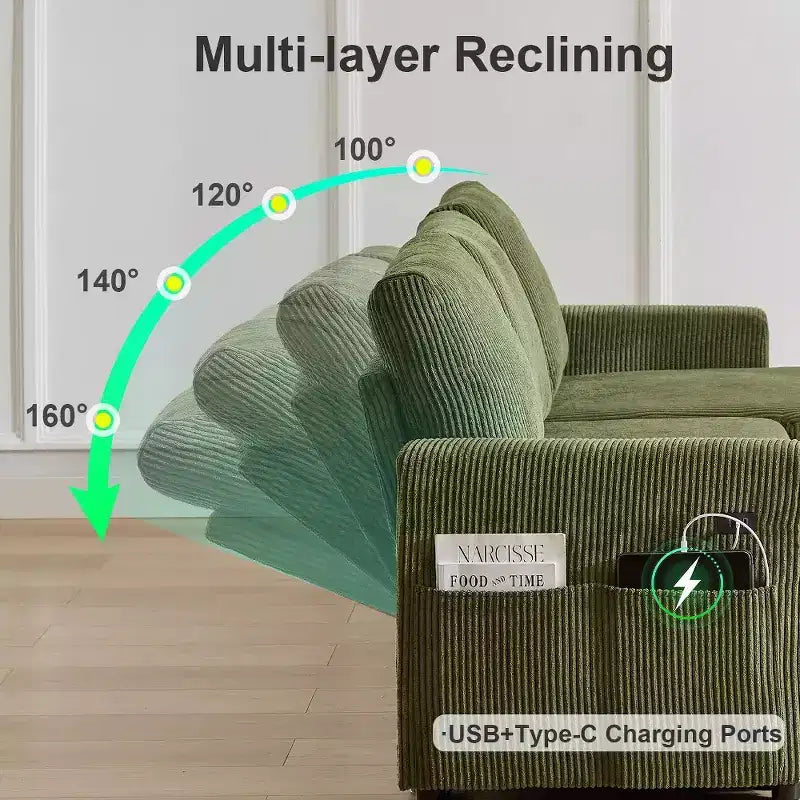 Dyonery 81 Sectional Sleeper Sofa, L-Shaped Pull Out Couch with Reversible Storage Chaise, USB, Reclining Backrest