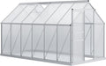 Outsunny Serre de Jardin en Polycarbonate 7,1 m² avec Porte coulissante, Lucarne Ajustable, Fondation Incluse, dim. 1,9L x 3,75l x 1,99 m - Argent et Transparent