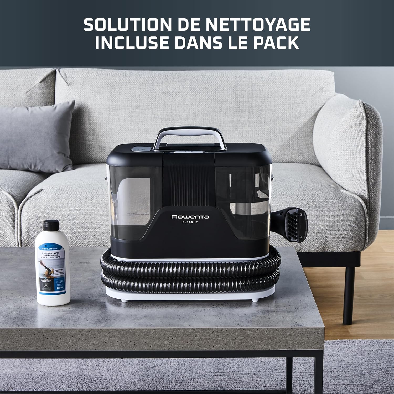 Rowenta X-Clean 10 et Clean it, Aspirateur Laveur sans Fil et Shampouineuse, Parfait pour Tâches Tenaces et Poils, Sols Durs, Moquettes et Tapis GZ7540WO + IN5010F0