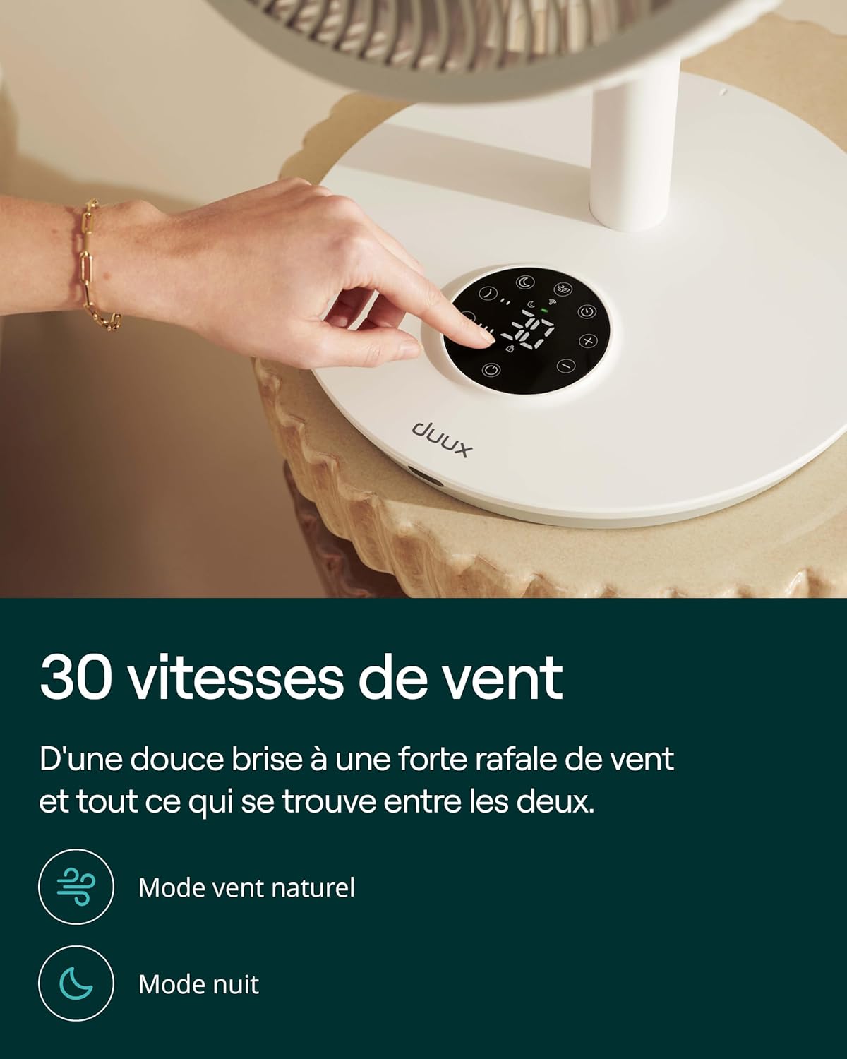 Duux Whisper Flex 2 Ventilateur – Ultra Silencieux 13 dB – Mode Nuit & Minuterie – Hauteur Réglable (54–92 cm) – Économe dès 2W – Commande sur le Ventilateur & Télécommande – Blanc