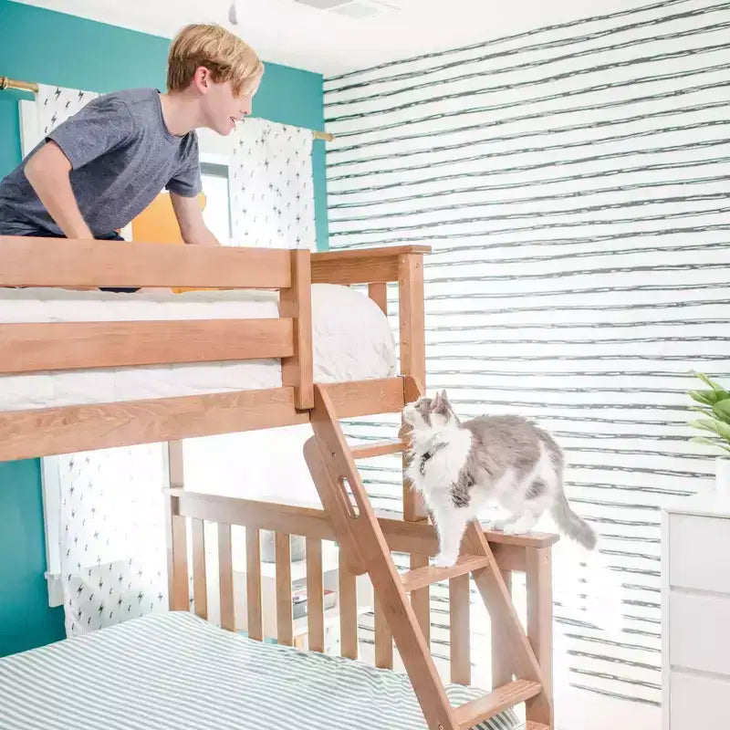 Max & Lily Solid Wood Bunk Bed, Twin over Full with Storage Trundle and Ladder for Kids
