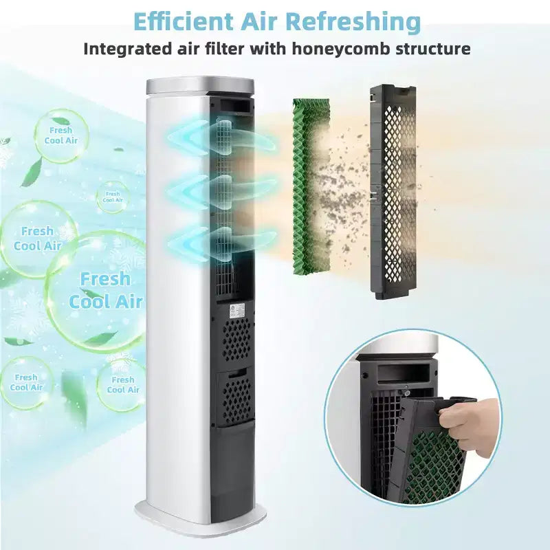 Costway 3-In-1 Portable Evaporative Air Cooler 40'' Bladeless Cooling Tower Fan w/Timer