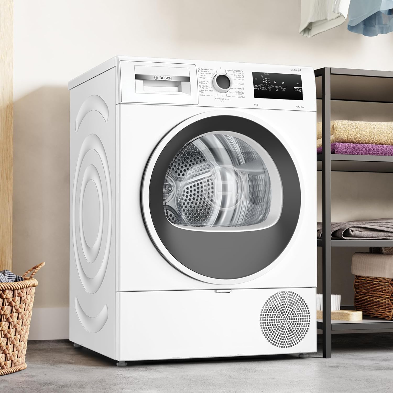 Bosch Sèche-linge avec pompe à chaleur 8 kg Série 4 Easy Clean AutoDry Anti-rides Blanc WTR85V00ES