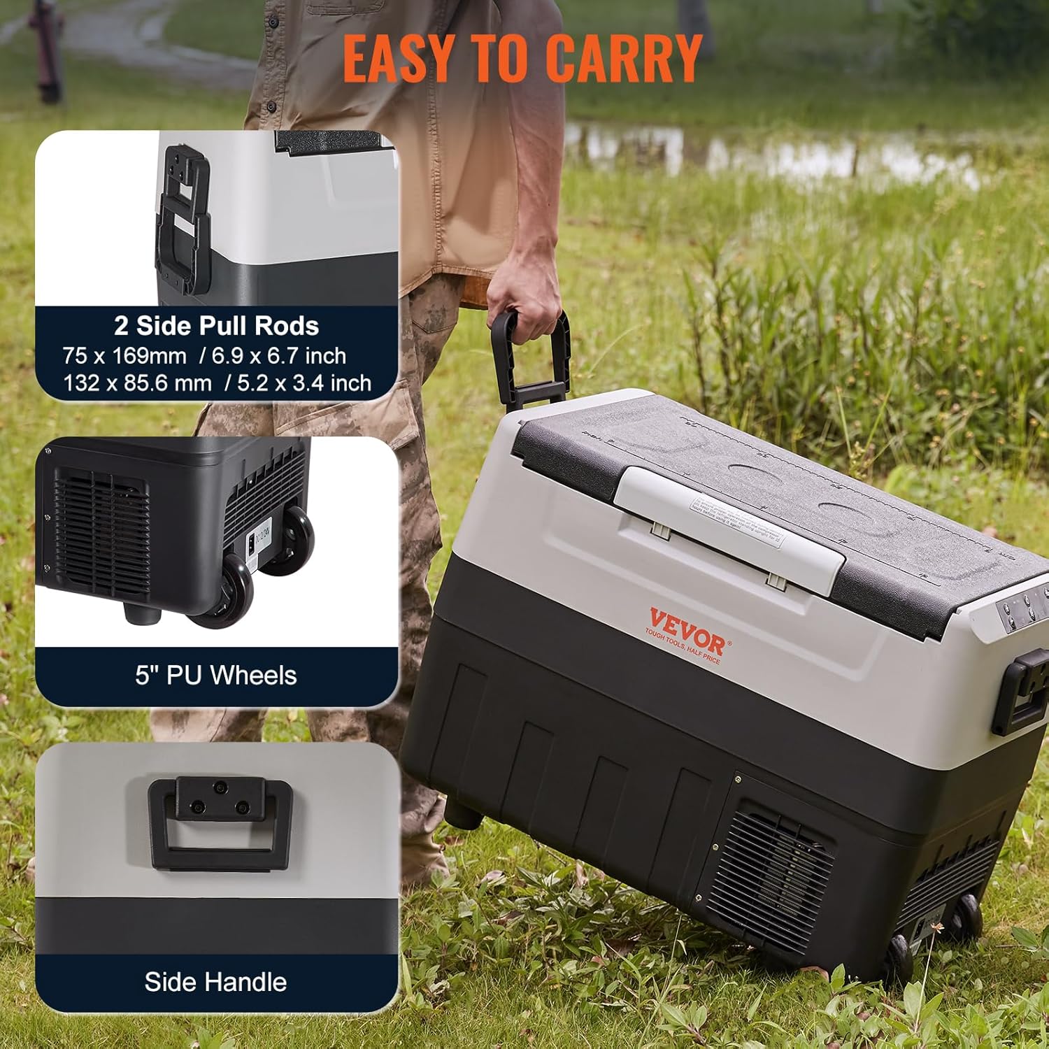 VEVOR Glacière Électrique Portable de 55 L Réfrigérateur de Voiture Portable 12/24 V CC 100-240 V CA Frigo Voiture Double Zone 0,6 kW.h -20 °C à 10 °C Réglable Congélateur pour Camion Bateau Camping